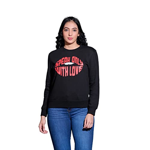 Image of Go Devil Stylish Trendy Regular Fit 100% Cotton Sweatshirt with Round /Crew Neck Full Sleeves, Casual Printed Winter Wear for Women /Girls