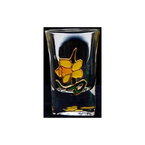 Hand Painted Daffodil Shot Glass Gift Cover
