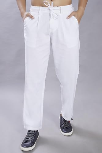 Image of DIVISIVE Men's Relaxed Fit Front Pleated Cotton Linen Blend Trousers