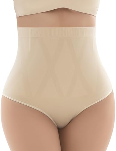 KAWERI Tummy Control Shapewear for Women, High Waisted Body Shaping Underwear Briefs, Seamless Panty Girdle Beige