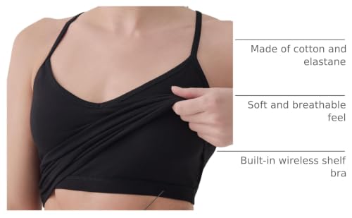 Image of Pact Organic Cotton Women's Everyday Shelf Bra Cropped Camisole 3-Pack
