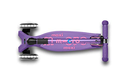 Image of Micro Kickboard | Maxi Foldable LED Kids Scooter for Ages 5-12 | Children up to 110 lbs | 3 Wheel Lean-to-Steer Design | Adjustable T Bar | Smooth Ride, Motion Activated PU LED Wheels | Swiss Design