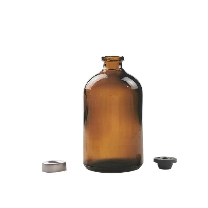 Lot de 20 flacons échantillons en verre 5-100 ml, ambré/transparent, bouchon caoutchouc + capsule aluminium à sertir, fioles étanches labo/cosmétique(Brown,10ml)