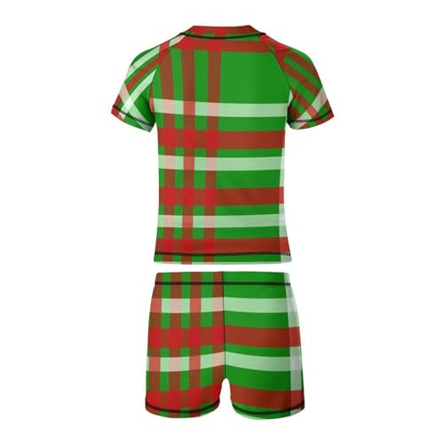 Christmas GridChildren's Swimsuits Boys Two Piece Suit10-12Y（150cm）3