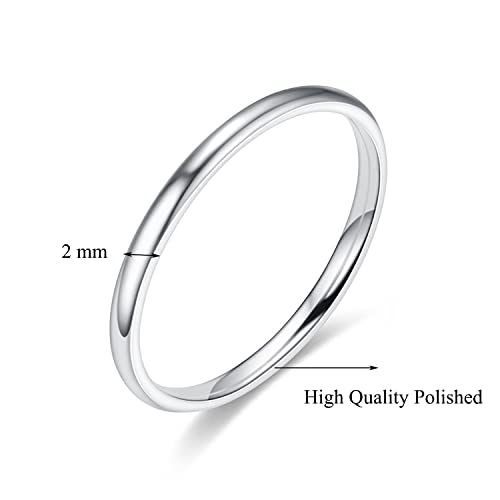 2mm Stainless Steel Classical Plain Stacking Band Statement Wedding Promise Ring For Women2