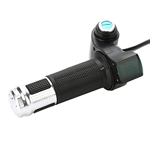 Bike Throttle Grip Lcd Screen Twist Throttle Accelerator Handle Grips With Cable And Key Knock For Electric Bicycle Skateboard(Silver) #TOP1