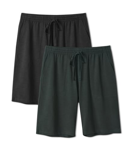 Image of DAVID ARCHY Mens Pajama Shorts Cotton Sleep Shorts Pajama Pants 2 Pack | Soft Night Shorts, Comfy Pj Shorts, Sleeping Shorts with Pockets, Pajama Bottoms Breathable & Lightweight Lounge Shorts