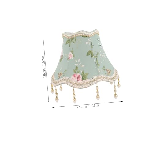 Angoily Jacquard Fabric Vintage Lamp Shade Beaded Tassels, 25cm Scallop Edge Lampshade for Living Room, European Style Decorative Light Cover - Image 3