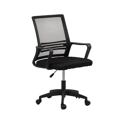 Image of Royaloak Alba Mesh Medium Back Chair | Ergonomic Office Chairs for Home with Breathable Nylon Mesh, Cushioned Seat, Fixed Armrests & Height Adjustment | 360 Swivel, Strong Base & Smooth Castors
