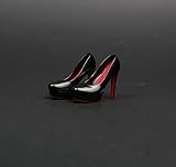 1/6 Scale Female High-Heeled Shoes Leather Shoes Model Accessory for 12inch PH TBL JO Action Figure Body (Black)