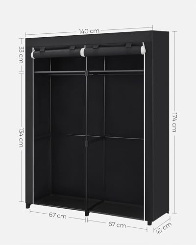 Miniatura 4 de Songmics Armario De Tela, Armario Portátil Con Barras Para Colgar, Perchero, Plegable, Guardarropa, Para Dormitorio, Estudio, 140 X 43 X 174 Cm, Negro Tinta Ryg02bk