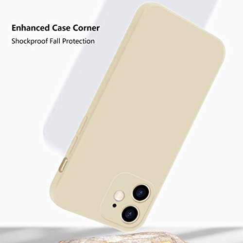 Liquid Silicone Case Compatible With Iphone 12 6.1 Inch, Anti Scratch & Fingerprint, Microfiber Lining Shockproof Full Body Covered Slim Soft Gel Rubber Enhanced Camera & Screen Drop Protection, Khaki #TOP5