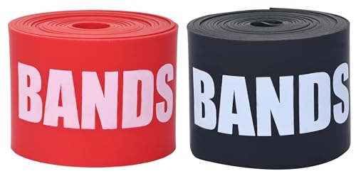 Image of A-TAPE Muscle Floss Bands (5' Ft Long X 2 inch inch Width)- Compression Bands - for Improving Movement, Increasing Circulation & Reducing Soreness (Red (Heavy) + Black (Medium))