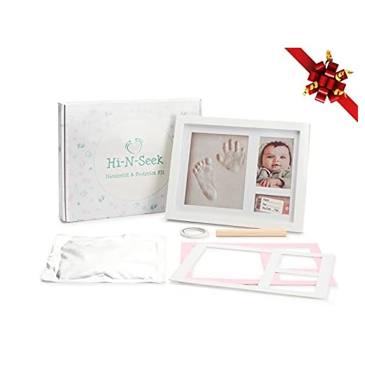 Baby Handprint and Footprint Kit [Unique Design]| 3-in-1 | Extra Pocket For Keepsake, Wrist Tag, Mini Hair Bow, Perfect Baby Boy Baby Girl Gift, Nursery Footprint Kit For Baby Shower and Baby Registry