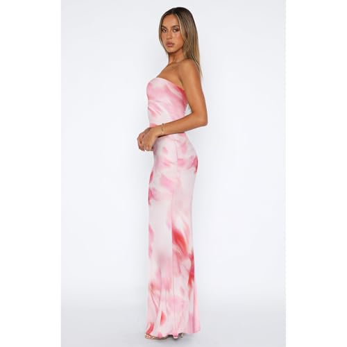 Image of Goafuliy 2 Piece Skirt Sets for Women Summer, Floral Sleeveless Tube Top Bodycon Maxi Skirts Y2k Vacation Going Out Outfits