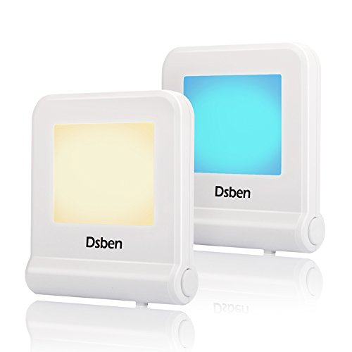 Dsben Plug-in LED Night Light with Dusk to Dawn Sensor, Warm White& 8 Colors Changing- Fix Single Color, 2 Pack