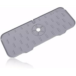 Alfombrilla Fregadero EIHI 1 Piezas Silicona Alfombrilla De Grifo De Cocina,37*14Cm Alfombrilla Para Fregadero De Silicona, Protector Contra Salpicaduras Escurridor Escurreplatos Para Cocina, Restaurante (Gris)
