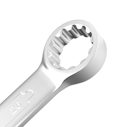 Image of Groz Combination Spanner 26 mm, Length 300 mm | DIN 3113 Standards | Chrome Vanadium, Matt Satin Chrome Combination Wrench Tool | CSP /DIN /26G