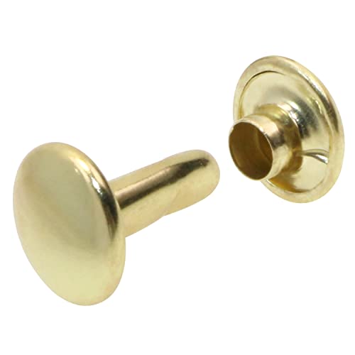 Onlykxy 100Pcs Metallic Leathercraft Rivets Double Cap 8Mm/0.3Inch Rivet Bottom Snaps For Shoes, Bags And Keychains Leather Rivet Set (Gold) #TOP21