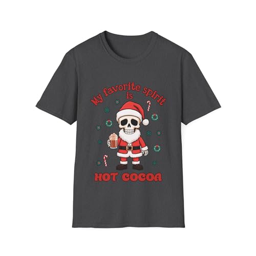 T-shirt My Favorite Spirit is Hot Cocoa squelette pour Noël