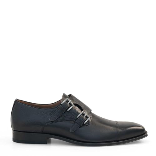 Mezlan - Double Monk Strap - Men's Cap Toe Dress Shoe in Smooth & Textured Calfskin