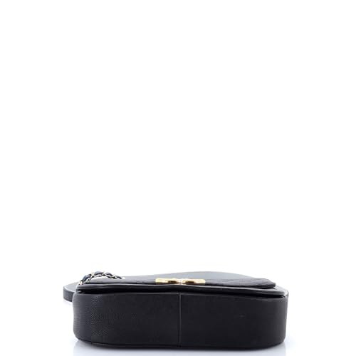 Pre-Loved Thread Around Flap Bag Quilted Caviar Medium, Black4