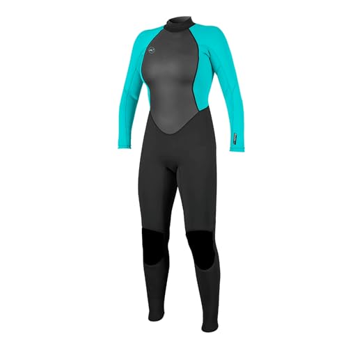 O'Neill Women's Reactor-2 3/2mm Back Zip Full Wetsuit, Black/Light Aqua, 10