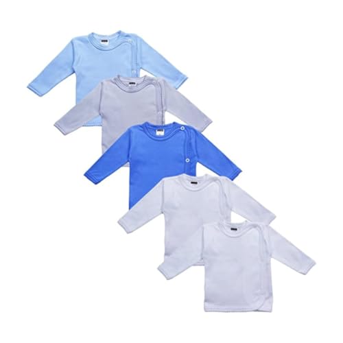 MEA BABY Unisex Baby Wickelshirt Wickeljacke Langarm, 100% Baumwolle im 5er...