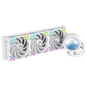 SAMA Q60 360mm AIO Liquid CPU Cooler, 2.8″ LCD Display, Quiet FDB PWM Fans, High-Performance Pump, Intel LGA 1700/1851/1200/115X/2011/1366 & AMD AM5/AM4 Compatible – White
