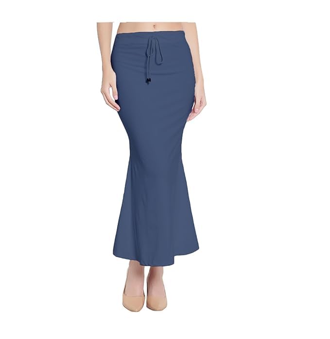 Image of Saree Shapewear Petticoat for Women Cotton Blended Lycra Shaper Petticoat with Elastic & Lace (Drawstring) Long Under Skirt Fishcut Wrinkle Free Shapewear