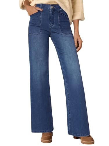 Wide Leg Jeans Woman Stretchy High Waisted Straight Leg Jeans Loose Trendy Denim Pants with Pockets
