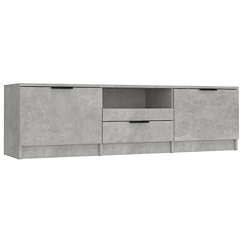 vidaXL Meuble TV Centre de Divertissement Armoire Basse Armoire Stéréo Meuble de Salon Salle de Séjour Gris Béton 140x35x40 cm Bois d'Ingénierie