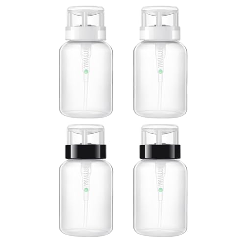 SOIMISS 4 piezas Botellas Dispensadoras para Quitaesmalte Diseño de Pulsador Antidesbordamiento Reutilizables y de Unidades Negras y Blancas para