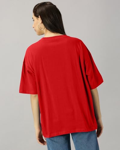 Image of Women's Printed Round Neck Oversized Longline Drop Shoulder Boho Style T-Shirt | Loose Fit Drop Shoulder | Soft Breathable Summer T-Shirt
