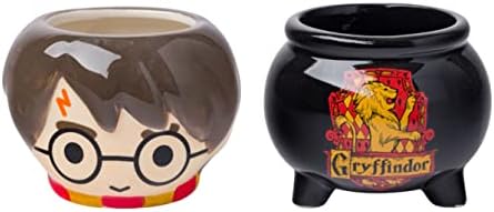 Silver Buffalo Harry Potter Gryffindor Cauldron 2pc Ceramic 3D Sculpted Mini Cup Set, Perfect as a Sugar, Cream, or Milk set, 3.5 Ounces