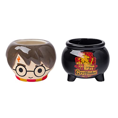 Silver Buffalo Harry Potter Gryffindor Cauldron 2Pc Ceramic 3D Sculpted Mini Cup Set, Perfect As A Sugar, Cream, Or Milk Set, 3.5 Ounces #TOP7