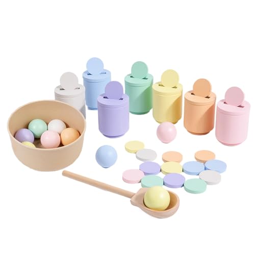 Jeu de tri en bois et coupes rainbow pour l'apprentissage préscolaire