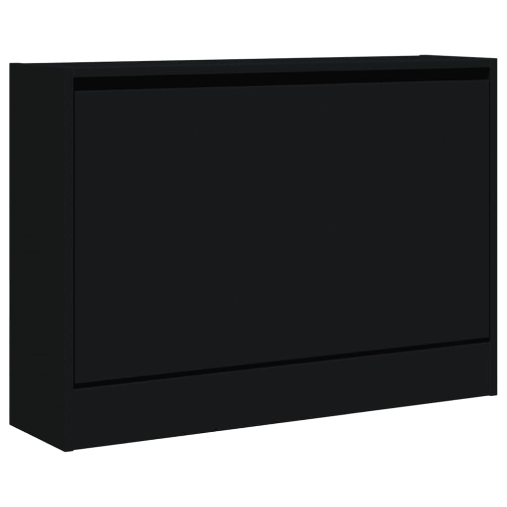 Schuhschrank Schwarz 80x21x57 cm Holzwerkstoff, Schuhschrank aus Holz, Lagerschrank, Perfekt für schmale Flure, Wohnzimmer, Schlafzimmer