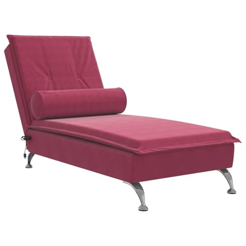 vidaXL Sofá diván de masaje con cojín de terciopelo rojo tinto, diván, tumbona de masaje, tumbona, divanes, tumbona, tumbona, tumbona moderna