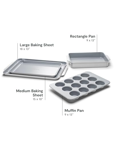 Caraway-Nonstick-Ceramic-Bakeware-Set-5-Pieces-Baking-Sheets-Assorted-Baking-Pans-Storage-Aluminized-Steel-Body-Non-Toxic-PTFE-PFOA-Free-Gray Caraway Nonstick Ceramic Bakeware Set 5 Pieces Baking Sheets Assorted Baking Pans Storage Aluminized Steel Body Non Toxic PTFE PFOA Free Gray