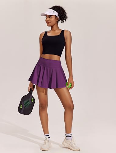 Image of PINSPARK Womens Tennis Skirt Pleated Athletic Skirts with Pockets Shorts High Waisted Golf Skort for Workout Pickleball