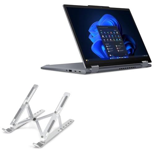 BoxWave Stand and Mount Compatible with Lenovo ThinkPad X13 2-in-1 Gen 5 (21LX) - Compact QuickSwitch Laptop Stand, Portable Multi Angle Viewing Foldable Riser - Metallic Silver
