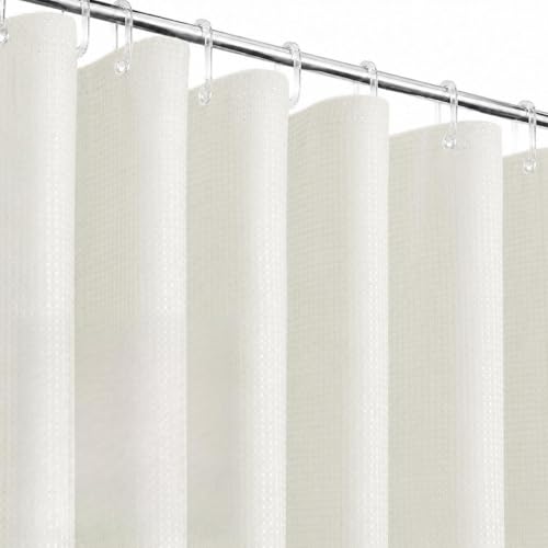 Image of HOMETHREADS Embrace Luxury with Our 6-Feet Long Premium Polyester Shower Curtain with 12 Hooks for a Lavish Bathroom Ambiance | Stylish, Splendid, and Perfectly Sized (Classic Cream, 180x180cm)