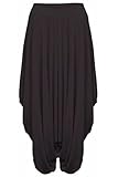 Waschmaschinenfest GirlzWalk Damen Lagenlook Baggy Alibaba Hosen Plain Damen Pluderhosen Plus Größe (Schwarz, XXXL 52-54)