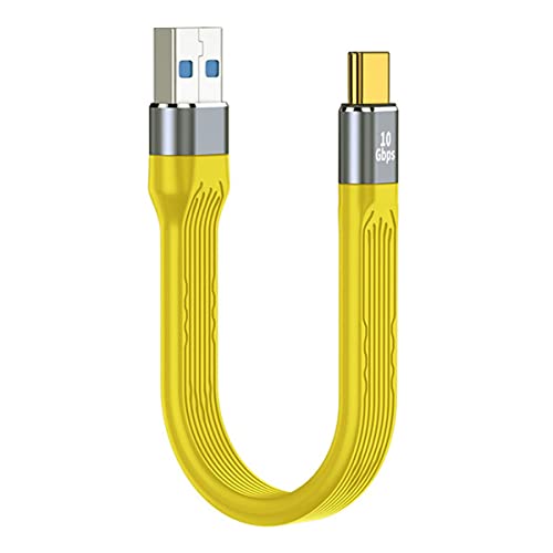 CY Yellow 10Gbps USB 3.1 Type C Male to USB3.0 Type A Male Flat Slim FPC Data Cable 13cm Compatible with iPhone 15 Laptop Phone