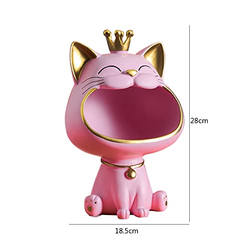 Estatua de gato de resina para decoración y almacenamiento miniatura 2