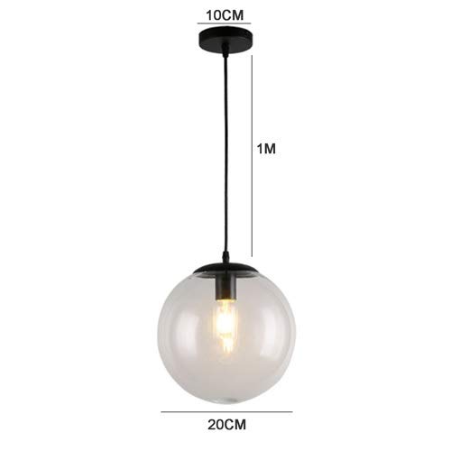 Luz de colgante de vidrio transparente E27 y metal spension light moderna 3