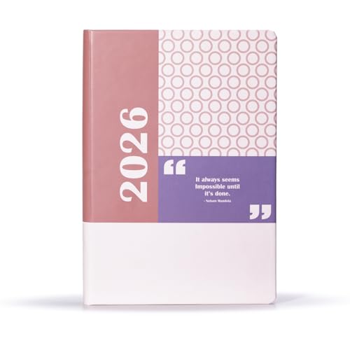 Image of Mahavir Maxim 2026 Diary | A5 Size New Year Diary | One-Day-to-a-Page Diary with Month Index | 424 pages,70 gsm | Natural Shade Paper | Laminated Paper Cover - (Pink)
