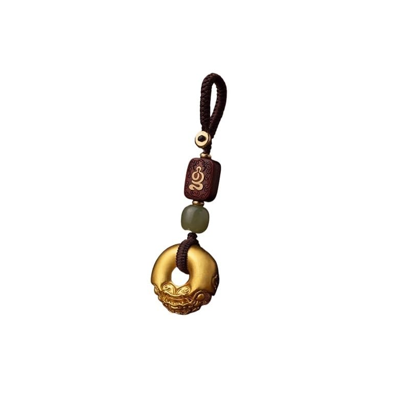 ADERFETBI Llavero Llavero Arena Oro Latón Pixiu Paz Hebilla Pequeño Colgante, Colgante Decoración del Coche, Colgante Mochila Decoración Llave Portátil Llavero Coche