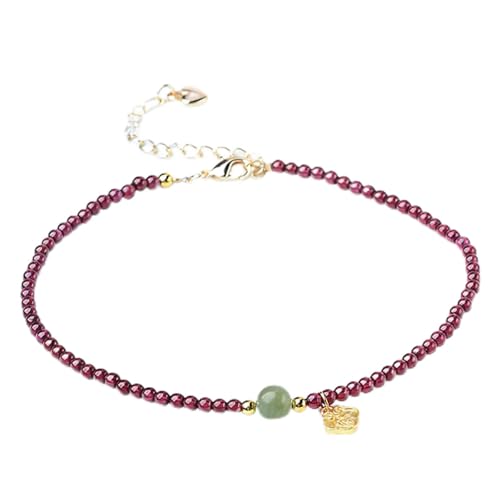 Pulsera de pie de piedra natal granate con acabados de alta joyería